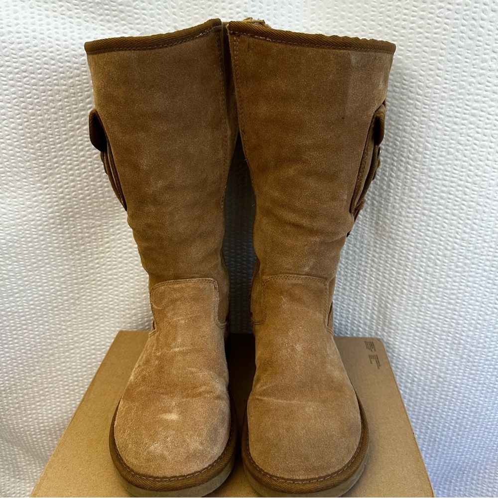 UGG Retro Cargo Tall Boots Chestnut Sheepskin Suede Winter Women’s Size 9 Y2K - Picture 5 of 11